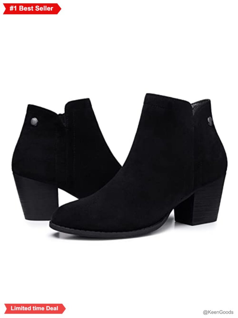 Women's Chunky Low Heeled Almond Toe Ankle Boots Suede-Like